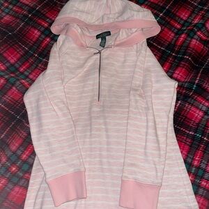 Ralph Lauren Pink Striped Half-Zip Hoodie